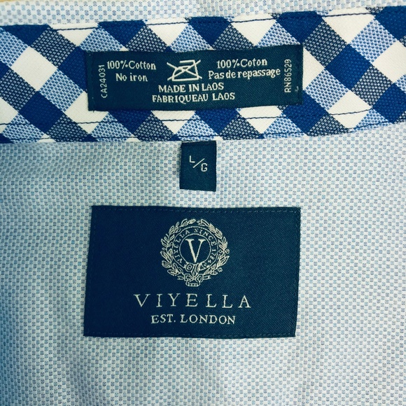 Viyella London Blue Check Contrast Cuff Shirt L - Picture 4 of 4